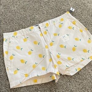 Old Navy White Bermuda Shorts with Yellow Lemon Print
